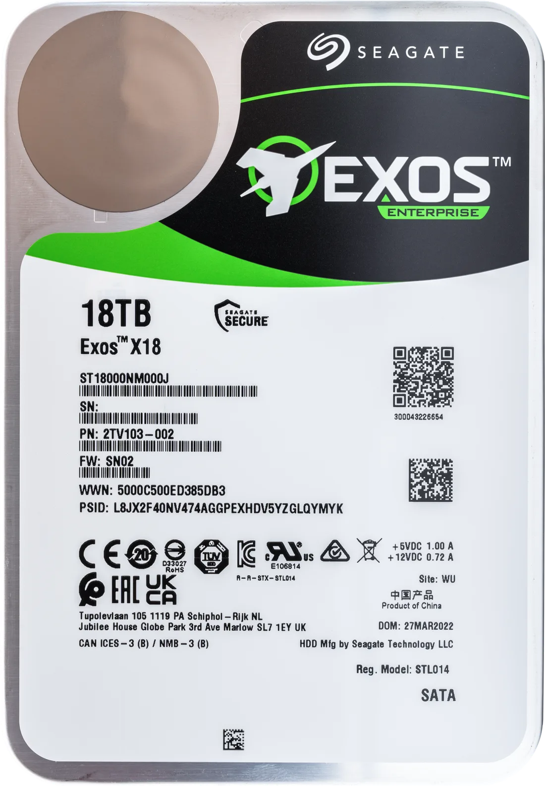 시게이트 Exos X18 하드디스크 윗면